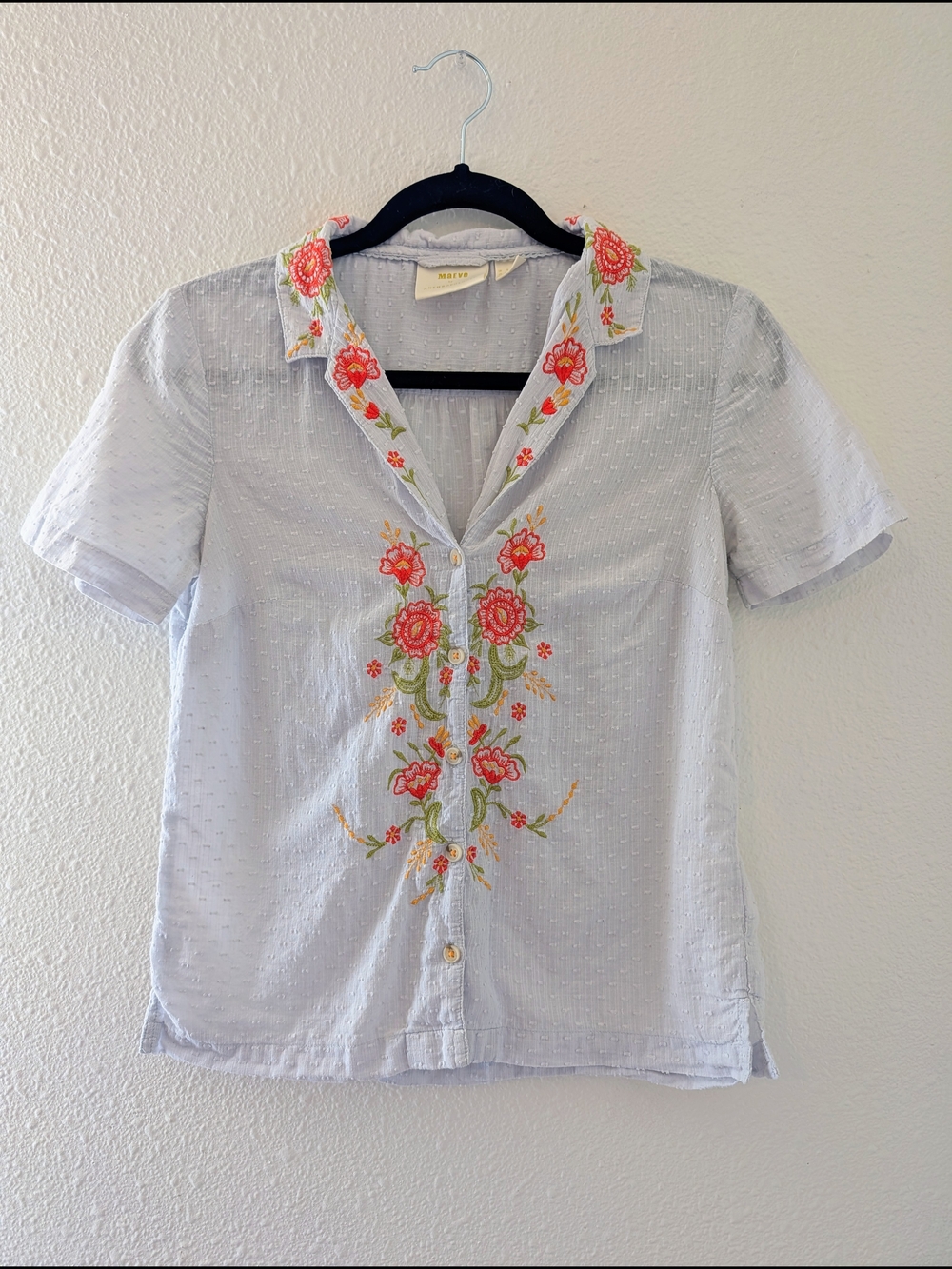 Maeve Anthropologie Floral Embroidered Top Size S - Picture 3 of 5
